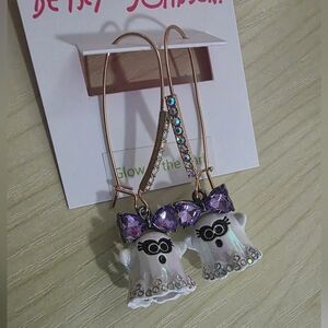 Betsey Johnson Glow In The Dark Ghost Rhinestones Drop Earrings